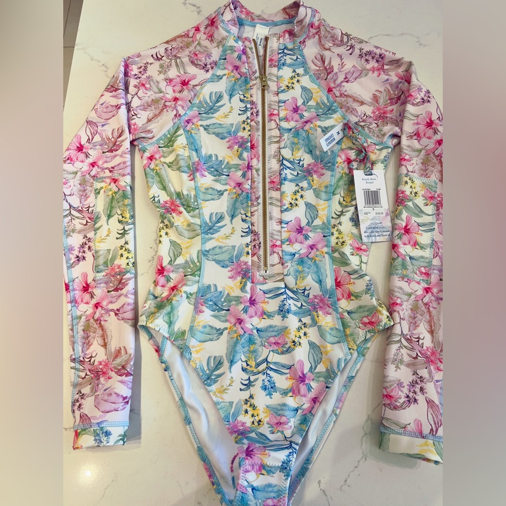 LoveShackFancy x Hurley long sleeve surf suit / swimsuit/ bodysuit